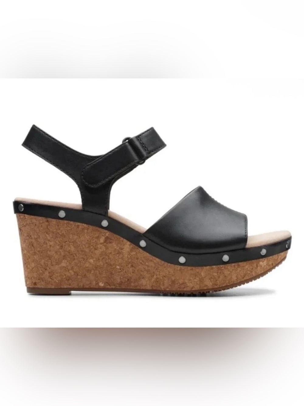 Clarks Collection Annadel Clover Wedge Sandals In Black Women’s Size 9.5W